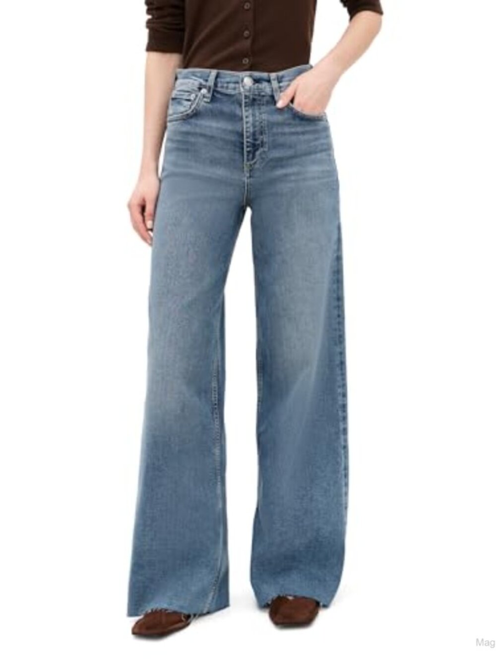 High Rise Wide Leg Jeans Medium Stretch Denim 5-Pocket Full Length